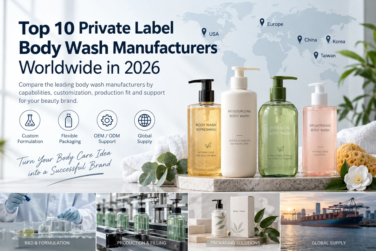 Top 10 private label body wash manufacturers worldwide in 2026 with OEM ODM formulation packaging and global supply capabilities Top 10 private label body wash manufacturers worldwide in 2026 with OEM ODM formulation packaging and global supply capabilities