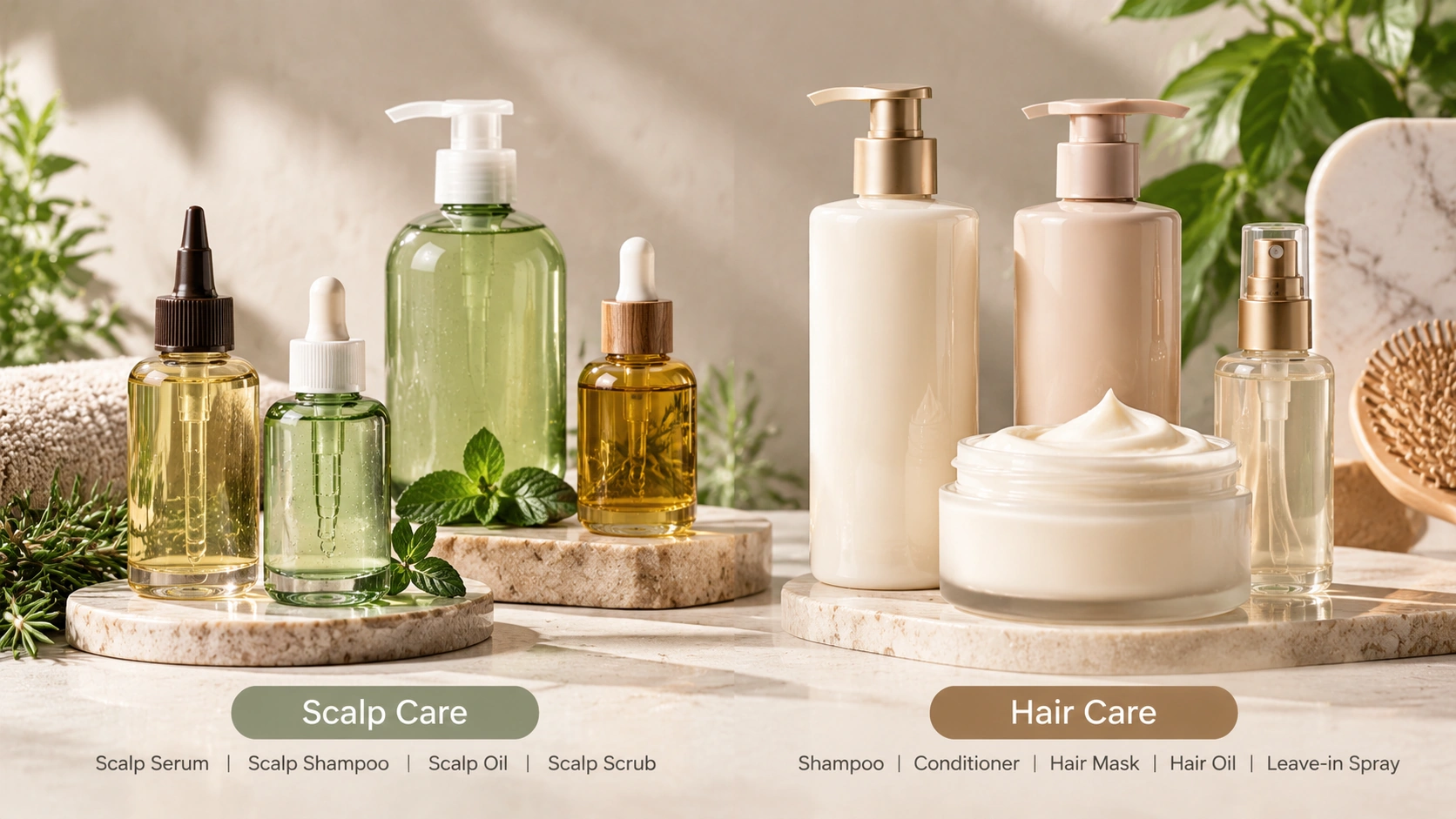 Scalp care and hair care product lines featuring scalp serum scalp shampoo scalp oil conditioner hair mask and leave-in spray Scalp care and hair care product lines featuring scalp serum scalp shampoo scalp oil conditioner hair mask and leave-in spray